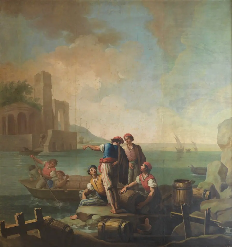 Pescadores junto a un puerto, by Zacarías González Velázquez