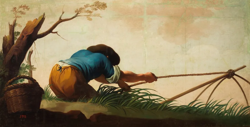 Un pescador con una red, by Zacarías González Velázquez, oil, 1793