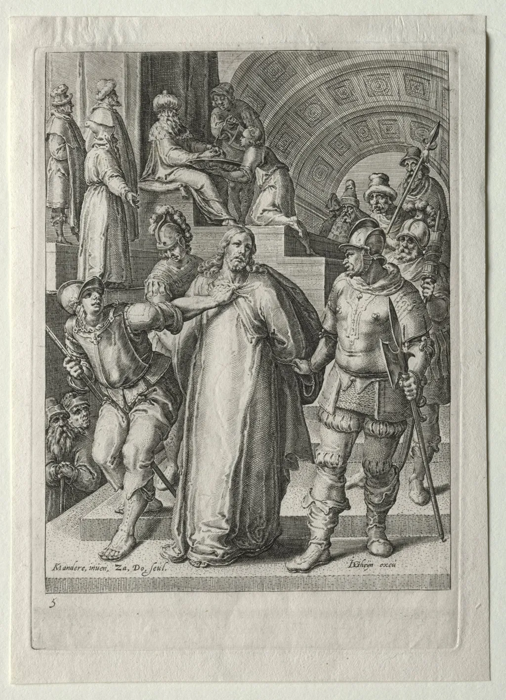 Passion Set: Christ before Pilate, by Zacharias Dolendo, 1597