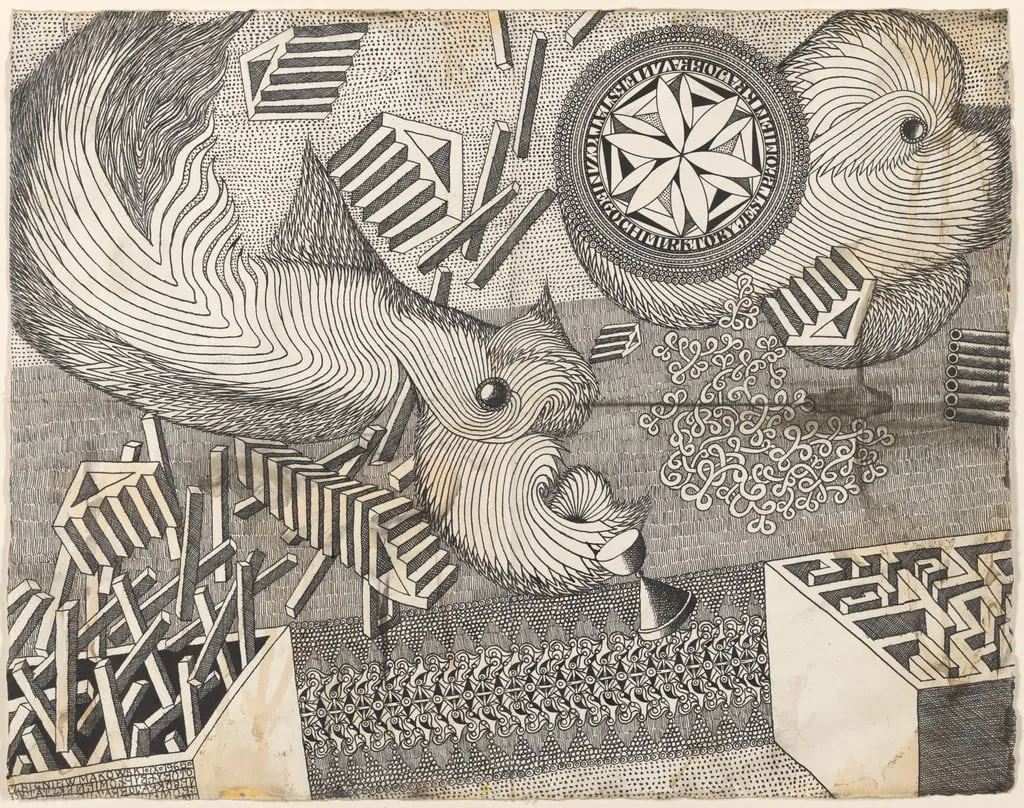 Untitled, by Zbigniew Makowski, ink, 1965
