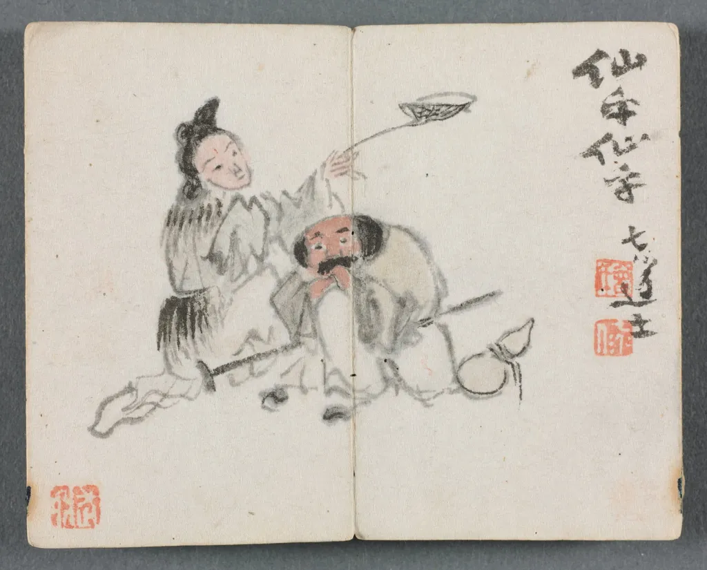 Miniature Album with Figures and Landscape (Man and Woman), by Zeng Yandong, unspecified, 1822