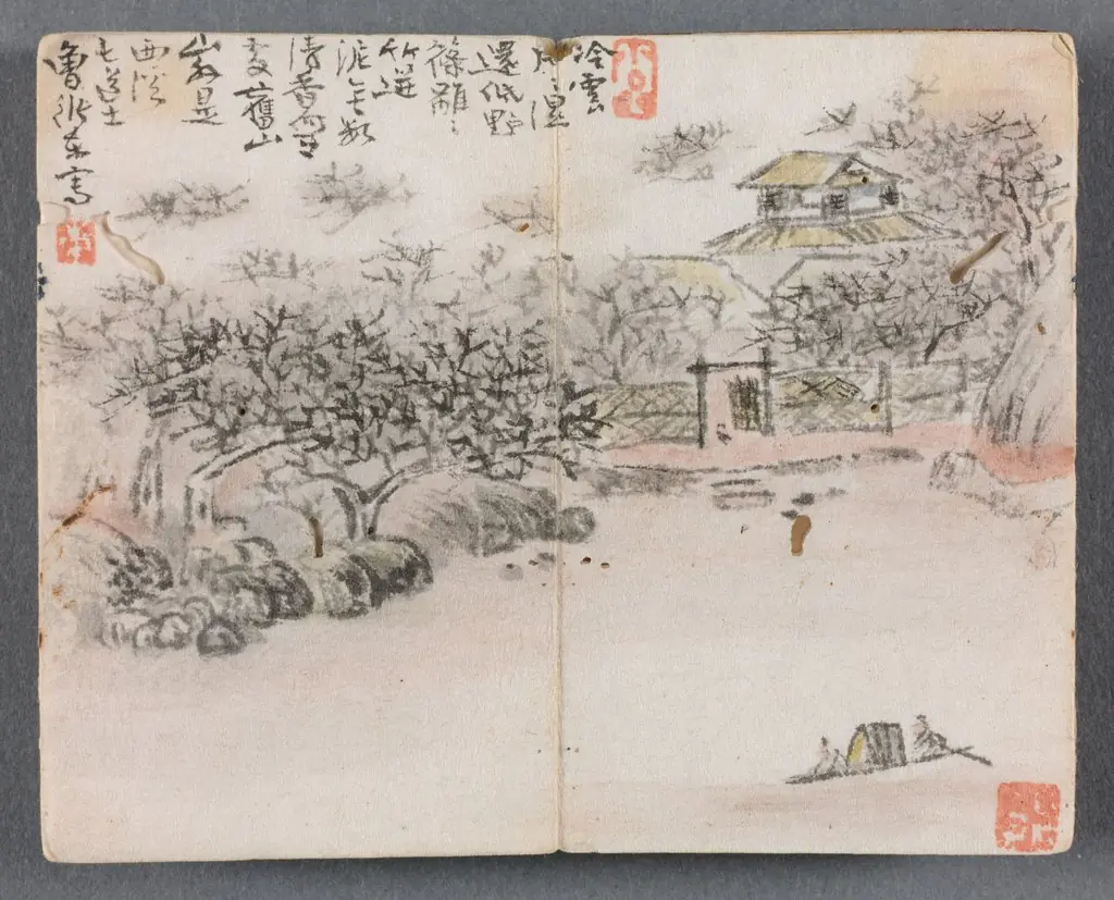Miniature Album with Figures and Landscape (Landscape with Two Boatmen), by Zeng Yangdong