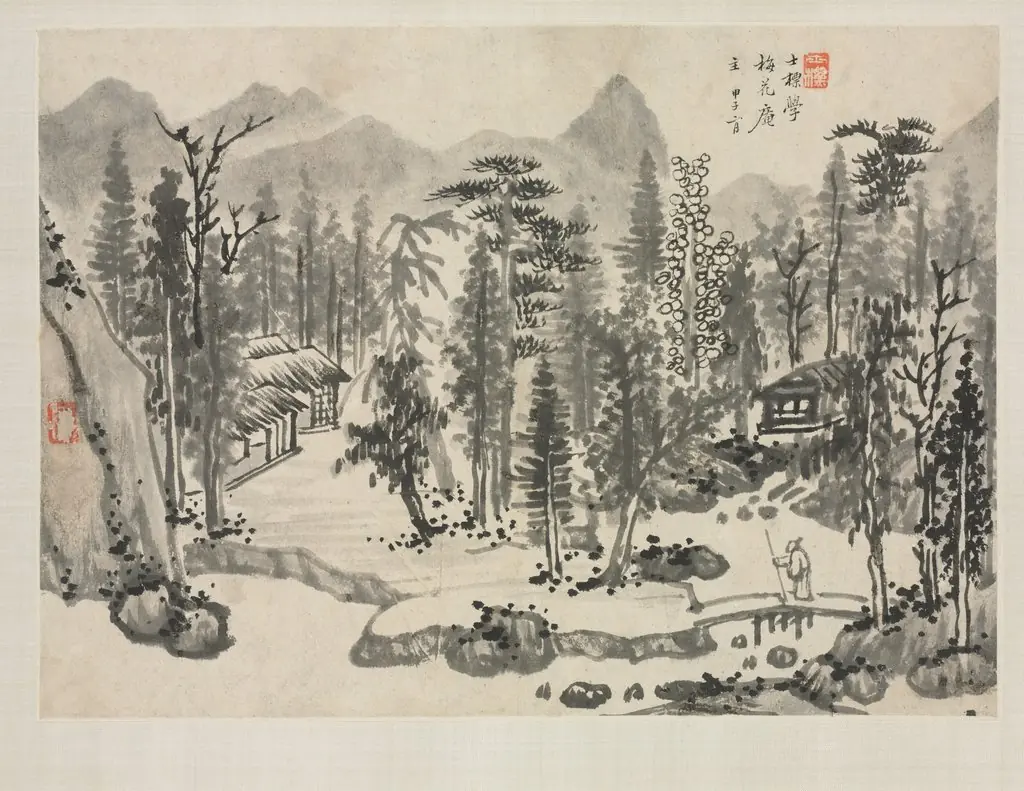 Landscape Album in Various Styles: Landscape after Wu Zhen, by Zha Shibiao, 1692