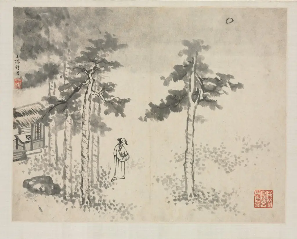 Landscape Album in Various Styles: Shibiao Waiting for the Moon, by Zha Shibiao, 1692