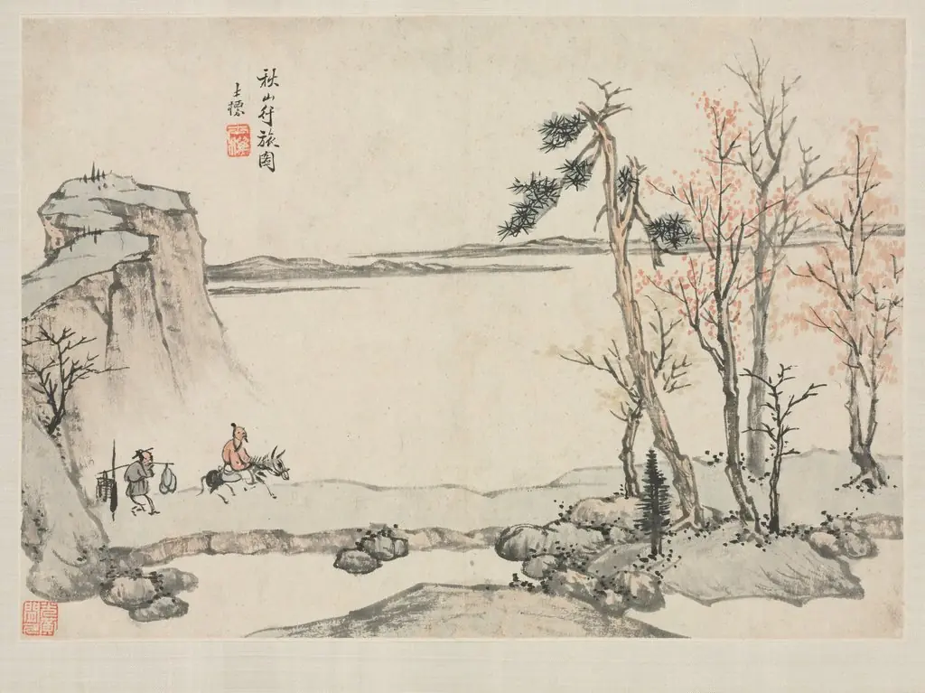 Landscape Album in Various Styles: Traveling in Autumn Mountains, by Zha Shibiao, 1692