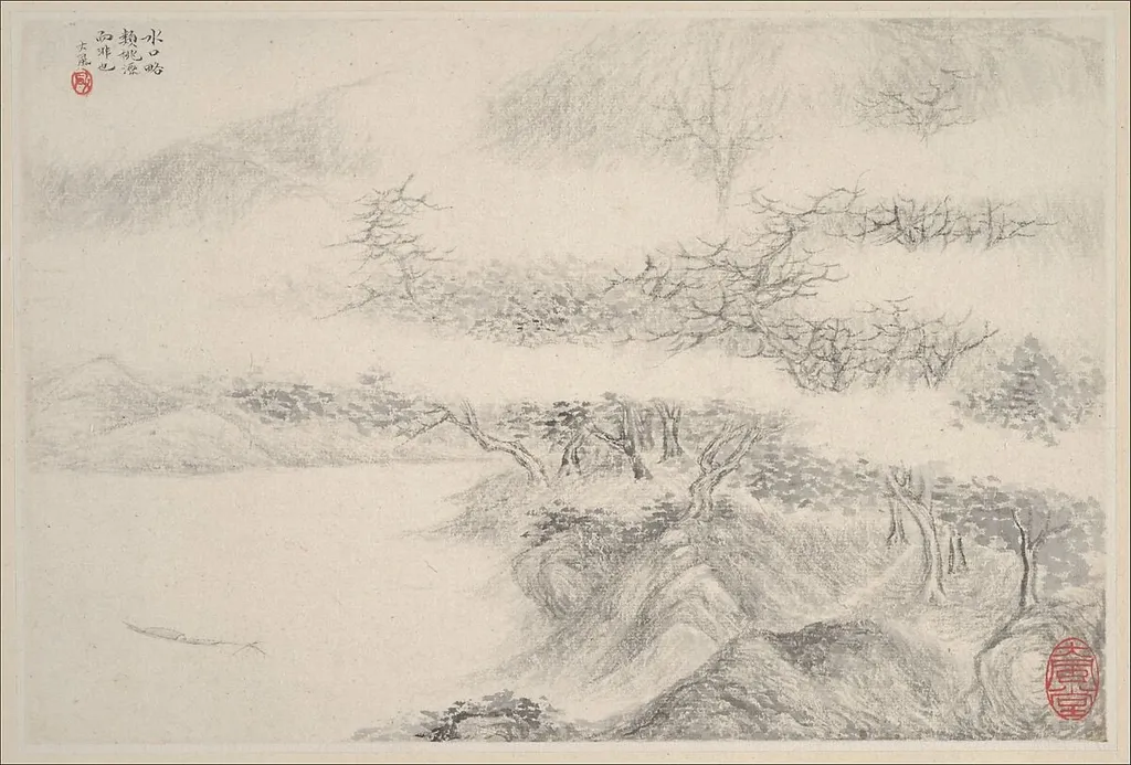 清 張風 山水圖 冊 紙本|Landscapes, by Zhang Feng, ink, 1644