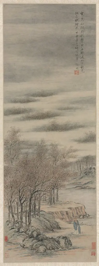 Listening to the Sound of Autumn in a Misty Grove, by Zhang Feng, 1657