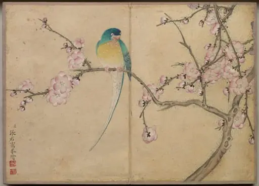 Desk Album: Flower and Bird Paintings (Bird with Plum Blossoms), by Zhang Ruoai