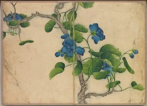 Desk Album: Flower and Bird Paintings (Climbing Blue Flowers), by Zhang Ruoai