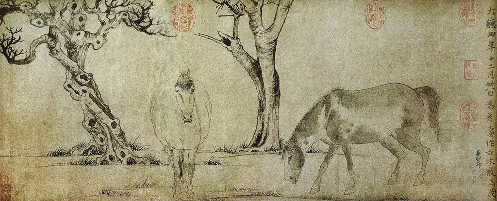 Horses and Trees, by Zhao Mengfu