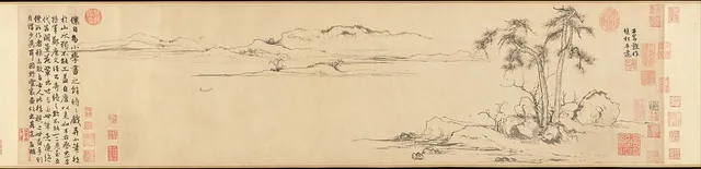元 趙孟頫 雙松平遠圖 卷|Twin Pines, Level Distance