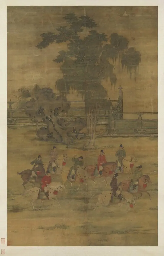 五代梁趙喦八達春遊圖　軸, by Zhao Yan