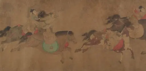 清　佚名　趙雍(僞款)　馬術圖　卷|Horsemanship demonstration, by Zhao Yong