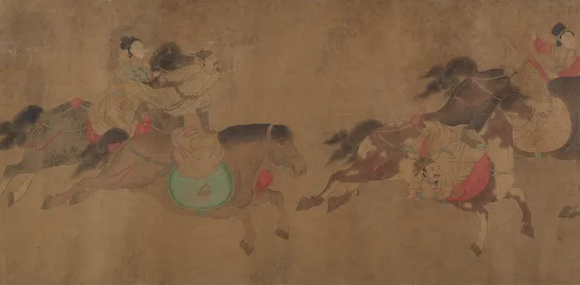 清　佚名　趙雍(僞款)　馬術圖　卷|Horsemanship demonstration