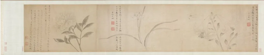 Ink Flowers, by Zhao Zhong, unspecified, 1361