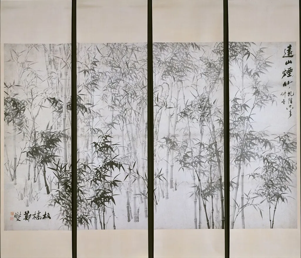 清 鄭燮 遠山煙竹圖 軸|Misty Bamboo on a Distant Mountain, by Zheng Xie, ink, 1753