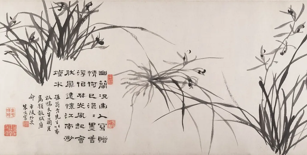 清 鄭燮 蘭竹圖 卷|Orchids and bamboo, by Zheng Xie, ink, 1742