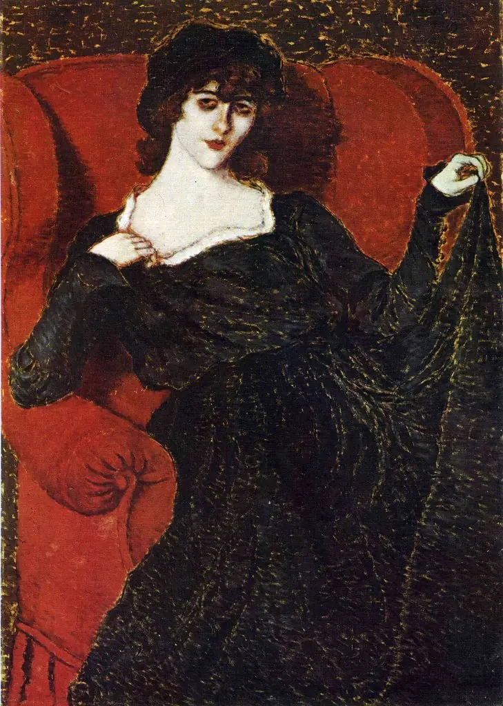 Zorka Bányai in a Black Dress