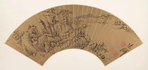 明     鄒之麟     山水圖     扇面|Landscape, by Zou Zhilin, 1650