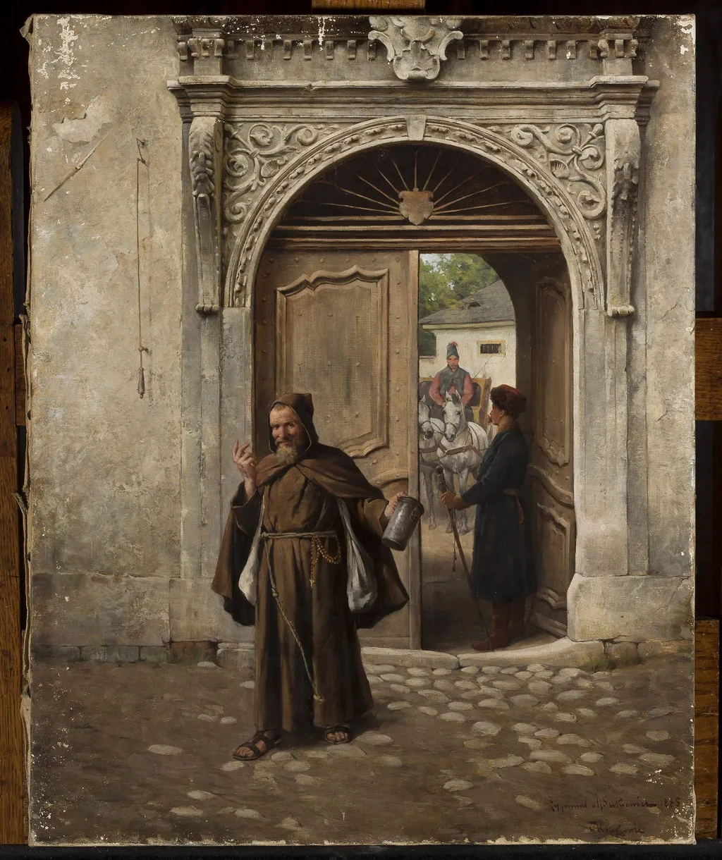 Generous alms, by Zygmunt Ajdukiewicz, oil, 1893