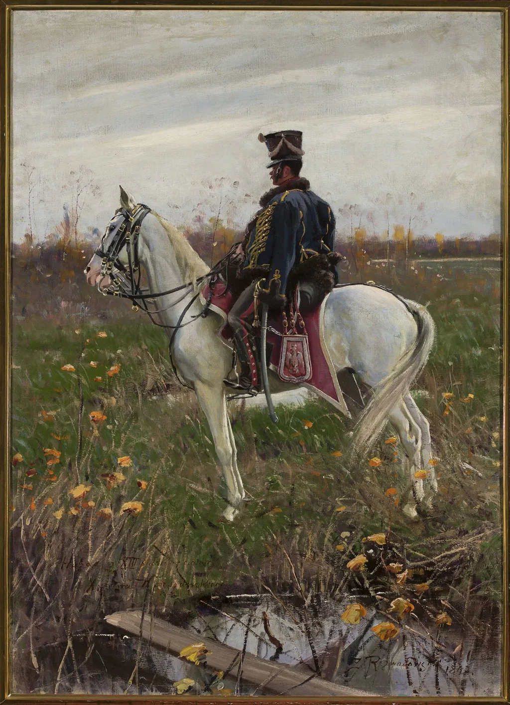 Hussar from the 13th Regiment of the Army of the Duchy of Warsaw, by Zygmunt Rozwadowski, oil, 1896